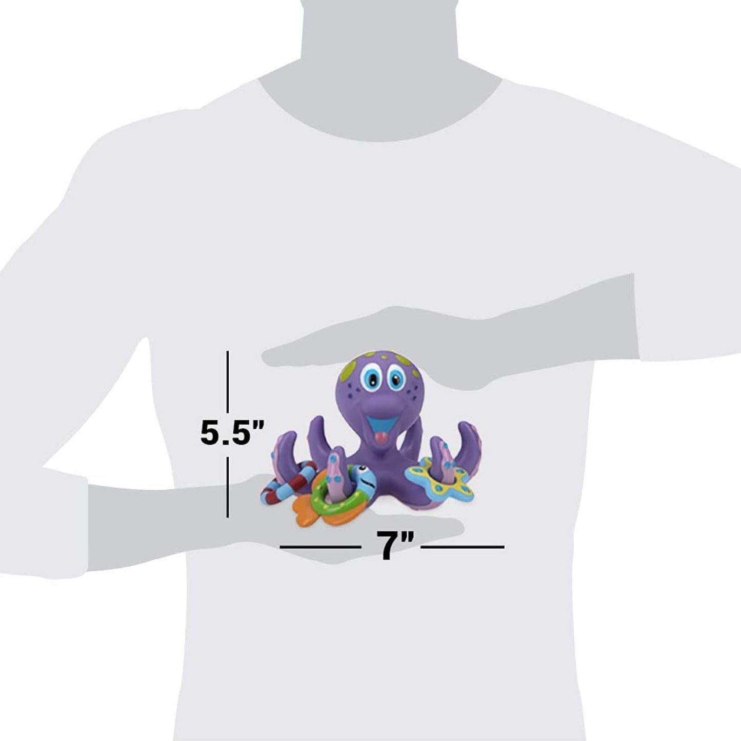 Nuby Floating Octopus Toy with 3 Hoopla Rings - Baby Bath Toy for Boys and Girls - 18+ Months - Purple (Pack of 1)