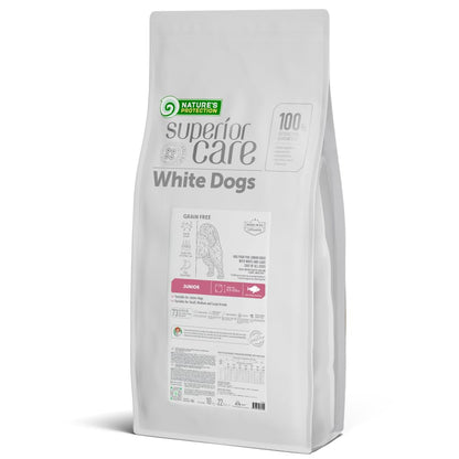 Nature's Protection Superior Care White Dogs Grain-Free Dry Dog Food - High Protein, Tear Stain Dog Food for All Breeds Light Coated Puppies, Fresh Pet Meal, White Fish, 22 lb