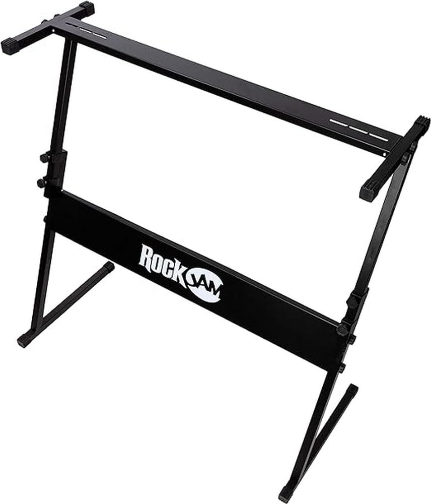 RockJam 61 Key Touch Display Keyboard Piano Kit with Digital Piano Bench, Electric Piano Stand, Headphones Piano Note Stickers, Sustain Pedal & Simply Piano Lessons