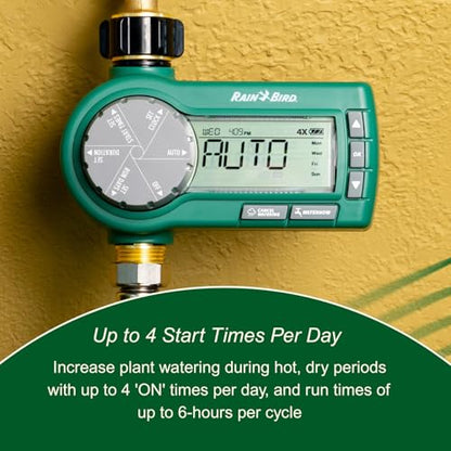 Rain Bird 1ZEHTMRP Premium Professional Grade Electronic Digital Hose End Timer/Controller, One Zone/Station, Battery Operated, Brass Inlet/Outlet