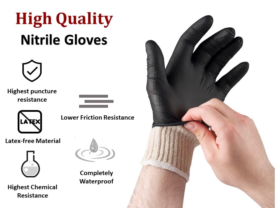 Nechtik BBQ Gloves - Disposable with 4 Cotton Liners and 100 Black Nitrile Gloves - Machine Washable, Powder Free, Latex Free