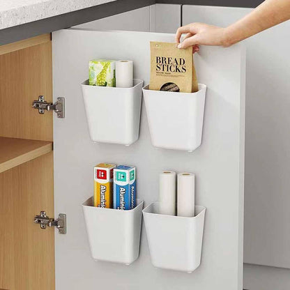 Nmgkokew 4 Piece Kitchen Cabinet Door Storage Box,Self Adhesive Wall Mounted Storage Box,Wardrobe/Bathroom/Refrigerator Small Items Organizer