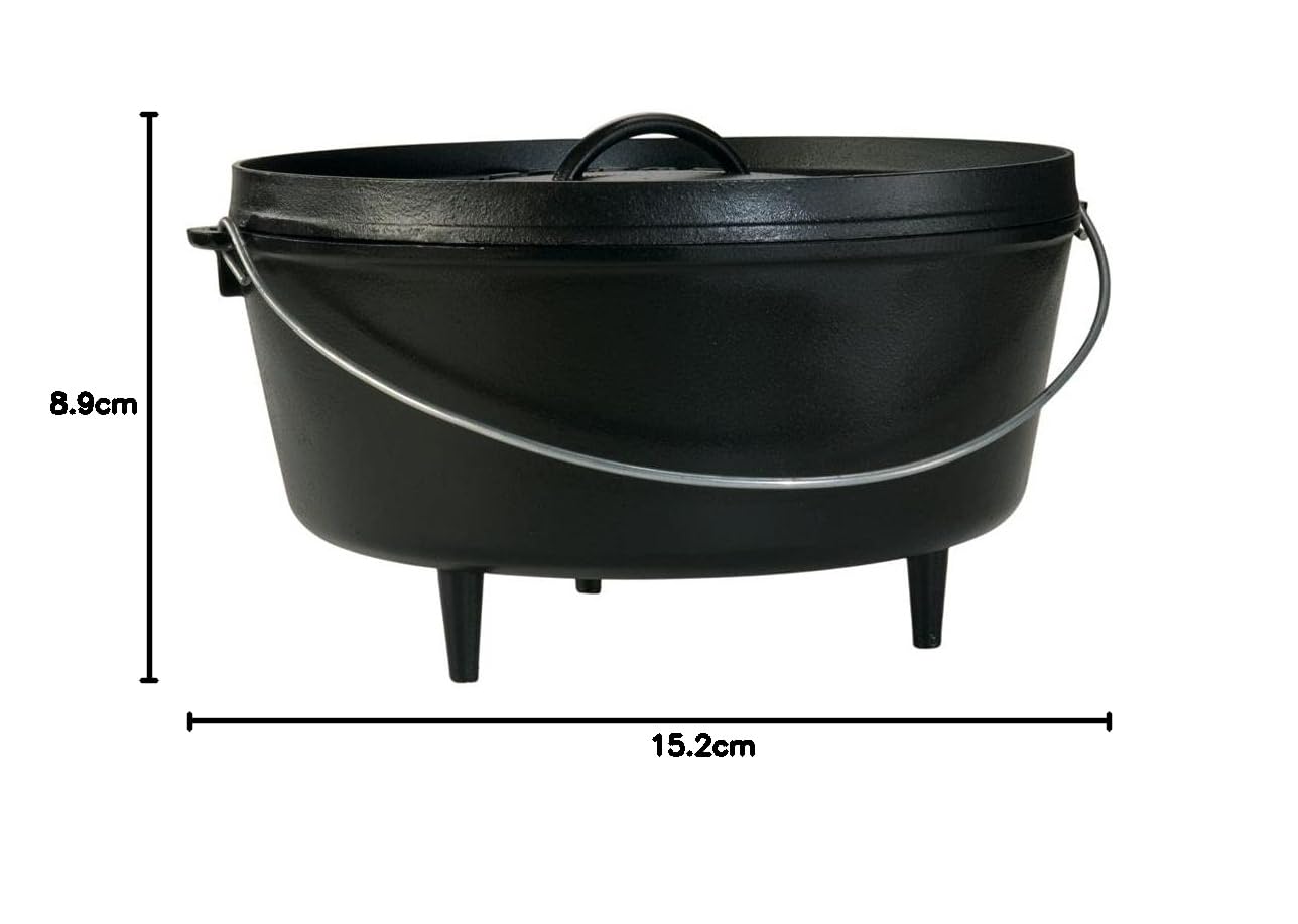 Lodge 10 Quart Pre-Seasoned Cast Iron Camp Dutch Oven with Lid - Dual Handles - Use in the Oven, on the Stove, on the Grill or over the Campfire - Black