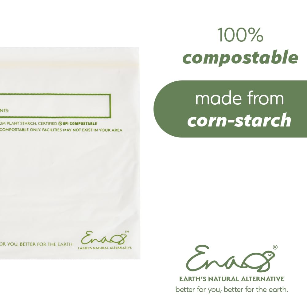 100% Compostable Food Storage Bags [Quart 100 Pack] Eco-Friendly Freezer Bags, Resealable Bags, Heavy-Duty, Reusable, Off-White by Earth's Natural Alternative