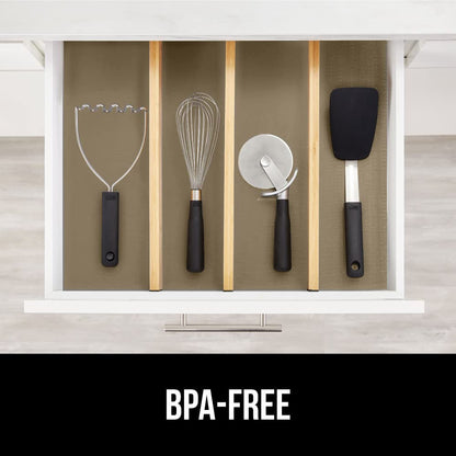 GORILLA GRIP Slip Resistant Drawer and Shelf Liner 2 Pack, Non Adhesive Water Resistant, Easy Clean and Trim, Smooth Surface Liners for Kitchen Cabinet, Shelves, Drawers, Pantry, 12 in x 20 FT, Beige