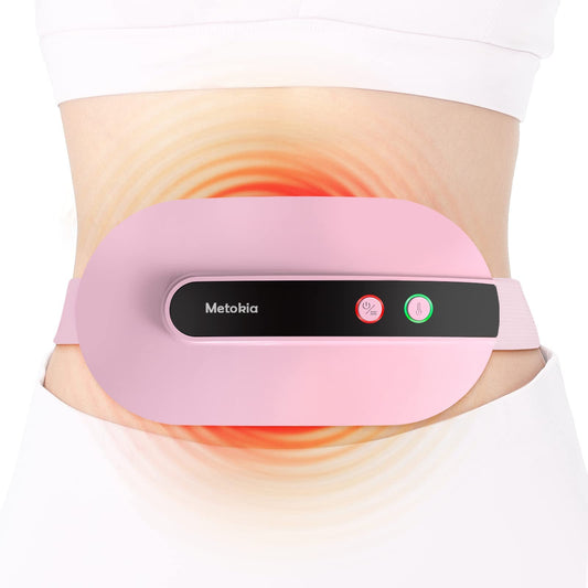 Portable Cordless Heating Pad, Heating Pad for Back Pain with 3 Heat Levels & 3 Vibration Massage Modes, Portable Electric Fast Heating Belly Wrap Belt for Women and Girl(Pink)