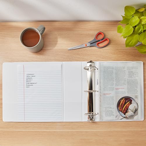 Amazon Basics 3 Ring Binders, 3 Inch, 2 Pack, D-Ring Organizer for School, Home Office, White