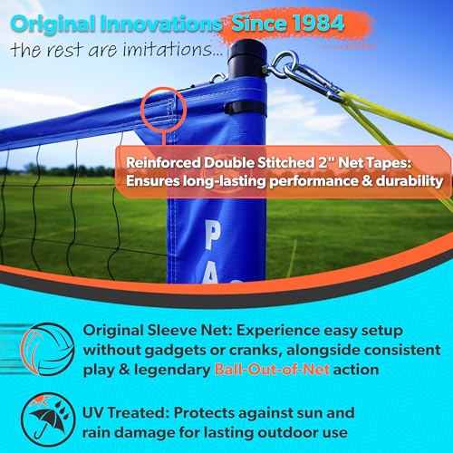 Park & Sun Sports Tournament Flex 1000: Portable Outdoor Volleyball Net System, Blue