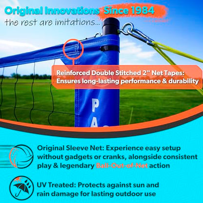 Park & Sun Sports Tournament Flex 1000: Portable Outdoor Volleyball Net System, Blue