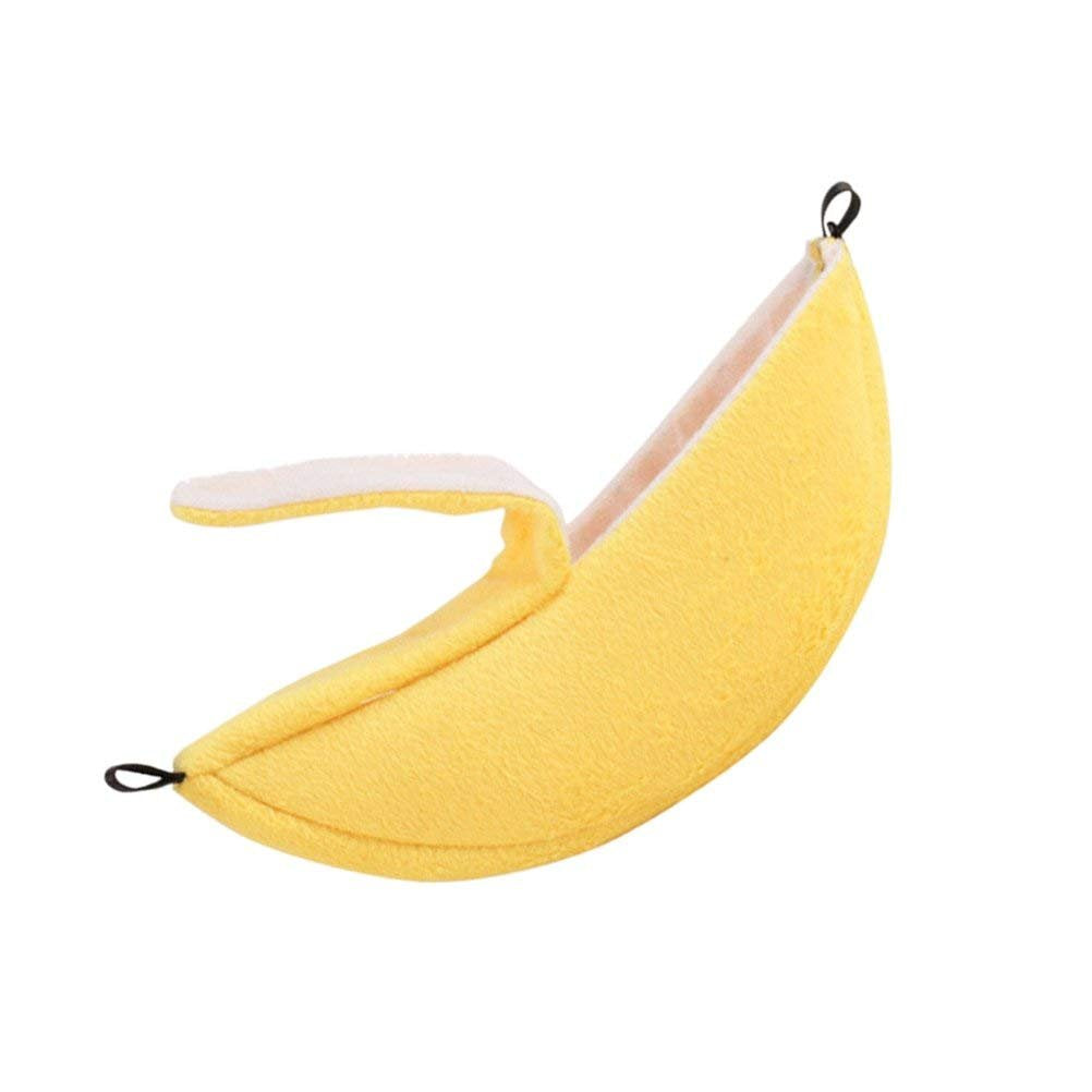 ISMARTEN Banana Bed House, Hammock for Small Animal, Warm Bed House, Cage Nest for Sugar Glider Hamster Small Bird Pet (Banana)