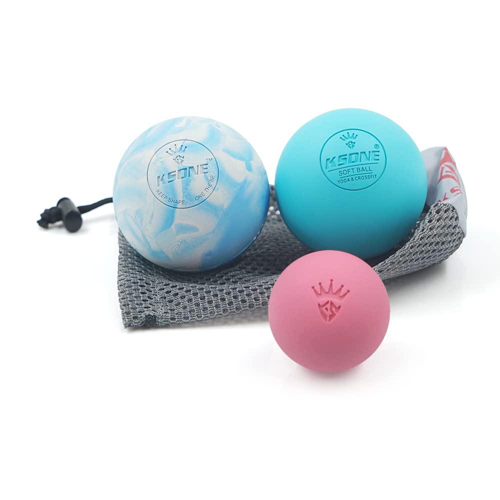 KSONE Massage Lacrosse Balls -Massage Balls for Myofacial Release&Trigger Point Therapy-Set of 2-Hard Lacrosse Massage Ball &Soft Massage Ball with one mini Ball