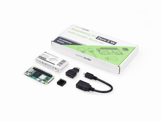 Raspberry Pi Zero 2 WH Kit, Official Pre-Soldered Header, Heatsink, USB Cable, HDMI Adapter (with Quad-core CPU,Bluetooth 4.2,BLE,onboard Antenna,etc.)