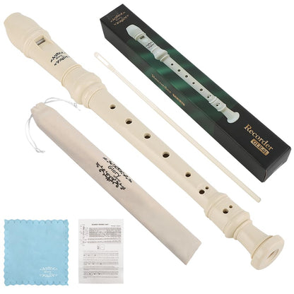 Glory Soprano Recorder Instrument for Beginner, German Fingering C Key Recorder Instrument,Beige