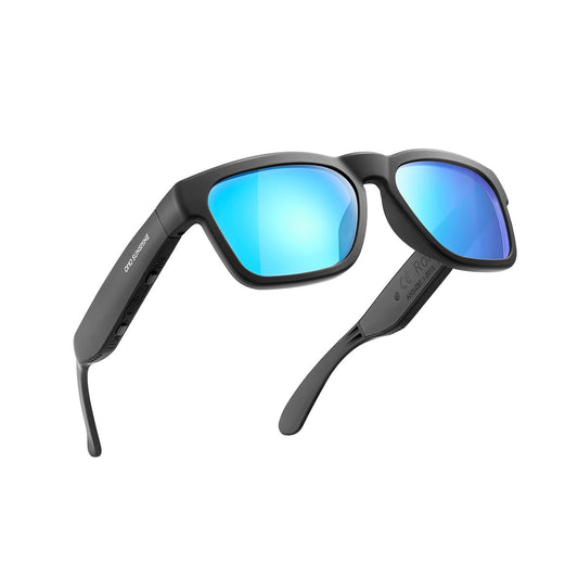 OhO Smart Glasses,Polarized Sunglasses with Bluetooth Speaker,Athletic/Outdoor UV Protection and Voice Control,Unisex(Mirror Blue Lens)