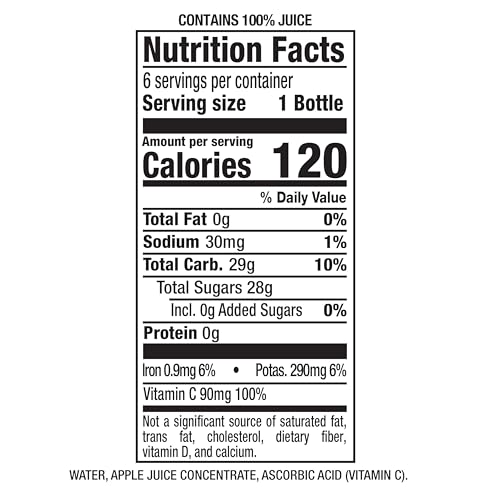 Mott's 100% Original Apple Juice, 8 Fl Oz Bottles, 24 Count (4 Packs Of 6), 2 Servings Of Fruit, 100% Fruit Juice, Gluten-free, Caffeine-free, Kosher, Contains No Artificial Colors Or Sweeteners