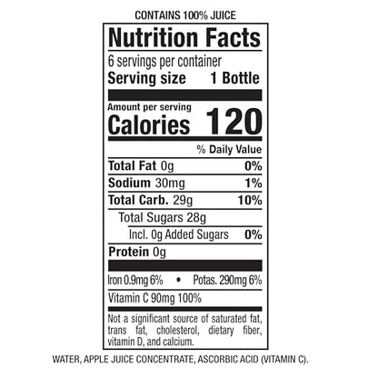 Mott's 100% Original Apple Juice, 8 Fl Oz Bottles, 24 Count (4 Packs Of 6), 2 Servings Of Fruit, 100% Fruit Juice, Gluten-free, Caffeine-free, Kosher, Contains No Artificial Colors Or Sweeteners