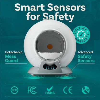 PetCove Self Cleaning Litter Box with Auto Safety Sensors for Multiple Cats - Automatic Cat Litter Box Self-Cleaning - Covered Odor Removal with APP Control - Compatible On All WiFi - Electric Robot