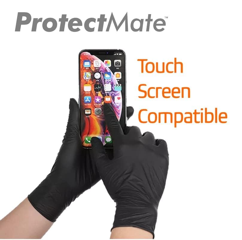 Protectmate 5 Mil Black Nitrile Gloves for Food Prep - Textured Food Prep Gloves - Food Handling Gloves Disposable Latex Free Gloves for Cooking, Catering, Food Service - X-Large (Box of 100)