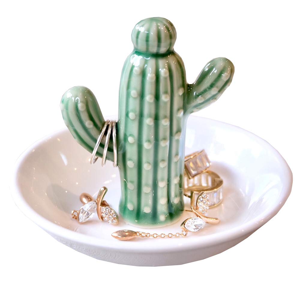 PUDDING CABIN Cactus Ring Holder Dish, Decorative Cactus Decor, Birthday & Christmas Gifts for Women & Girls