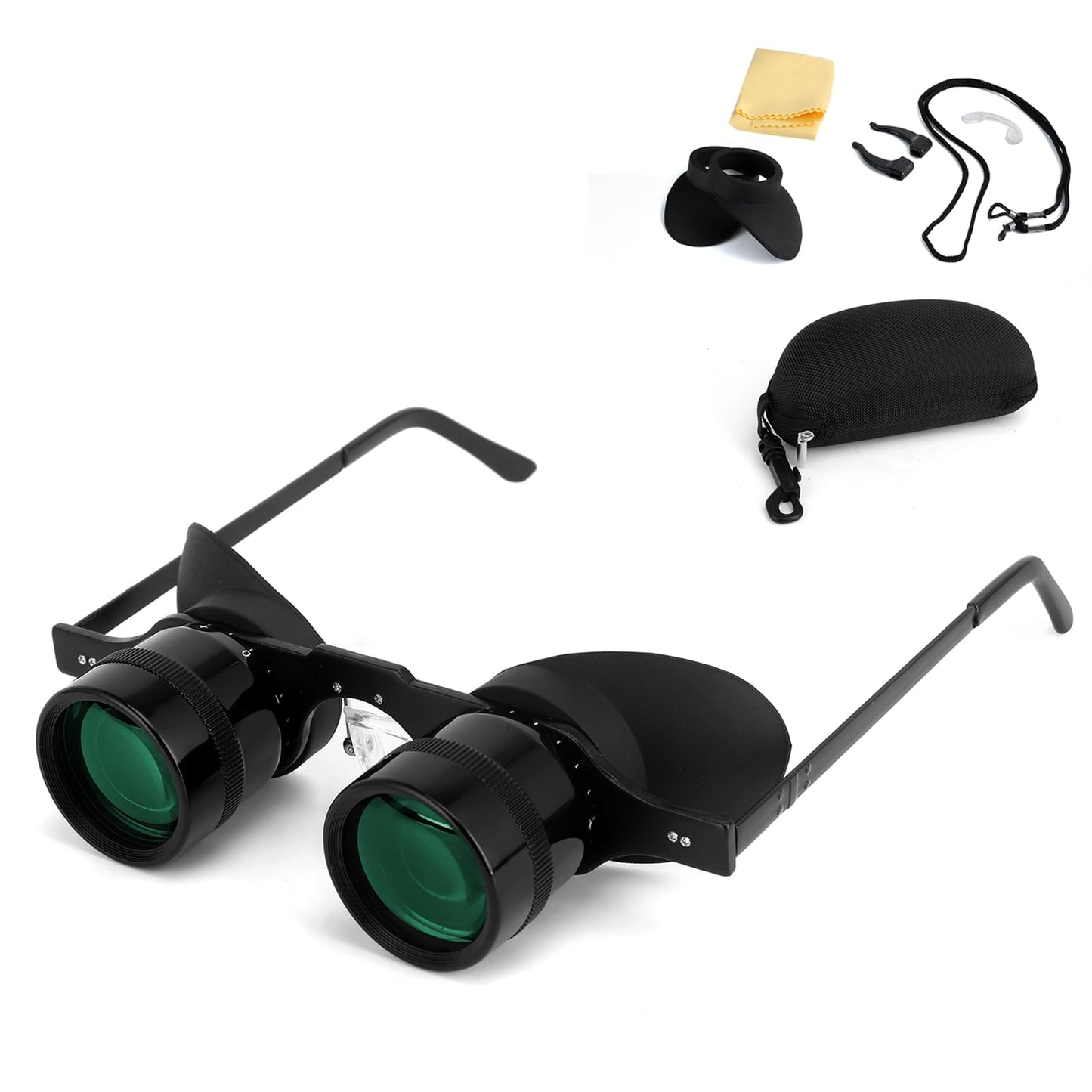 Professional Hands-Free Binocular Glasses for Fishing, Bird Watching, Sports, Concerts, Theater, Opera, TV, Sight Seeing, Hands-Free Opera Glasses for Adults (Green Film Optics)-Upgraded