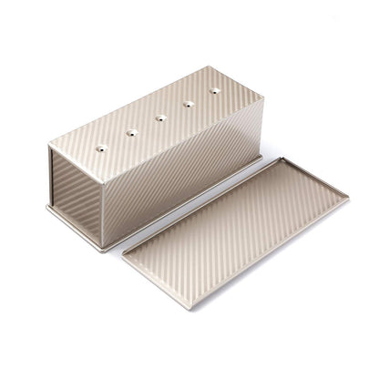 Monfish Large Loaf Pan w Lid Pullman Bread Pan 2.2lb dough Aluminized Steel Commercial Grade Non Stick Loaf Baking Pan