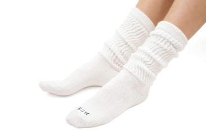 HUE Women's Slouch Socks 3 Pair Pack, White/Light Charcoal Heather/Black, One Size