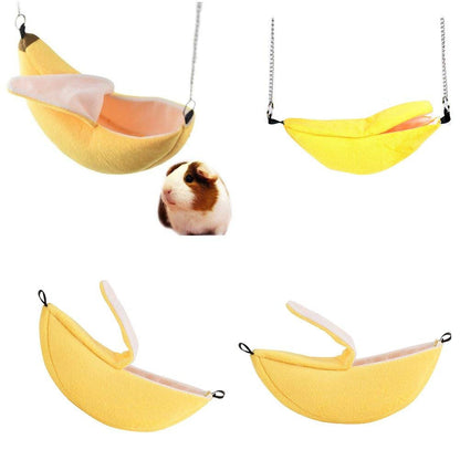 ISMARTEN Banana Bed House, Hammock for Small Animal, Warm Bed House, Cage Nest for Sugar Glider Hamster Small Bird Pet (Banana)