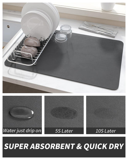 AMOAMI-Coffee Mat Hide Stain Rubber Backed Absorbent Dish Drying Mat for Kitchen Counter-Coffee Bar Accessories Fit Under Coffee Maker Coffee Machine Coffee Pot Espresso Machine Dish Rack