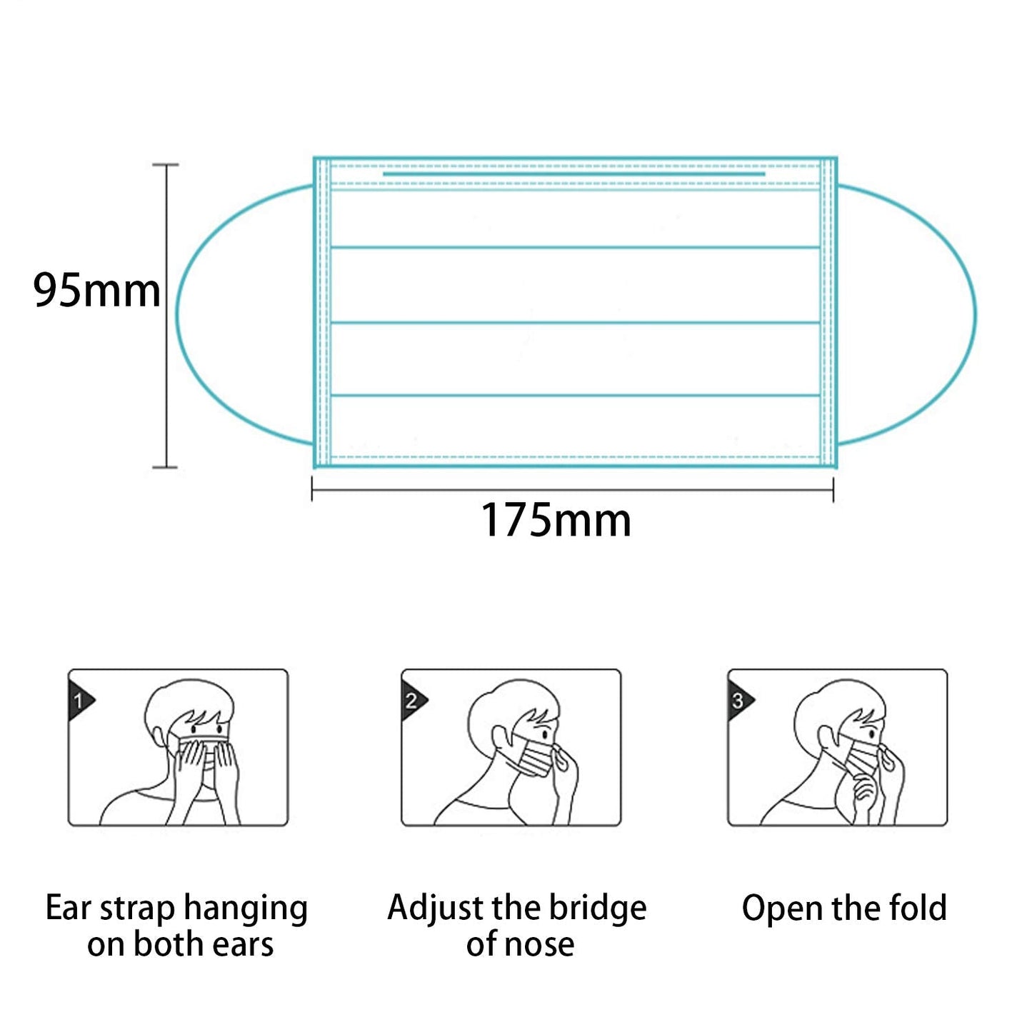 mystcare Disposable Face Mask 50 Pack Individually Packaged Wrapped Protection For Adults 3-layer Filter Safety Face Masks