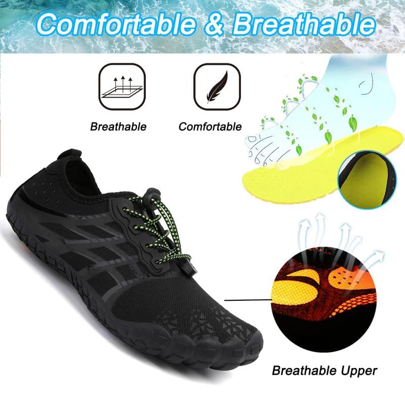LIZRHA Water Shoes for Men and Women Quick Dry Aqua Swim Barefoot Shoes for Outdoor Fishing Beach Pool Boat Surfing Walking Water Park and Yoqa Activities