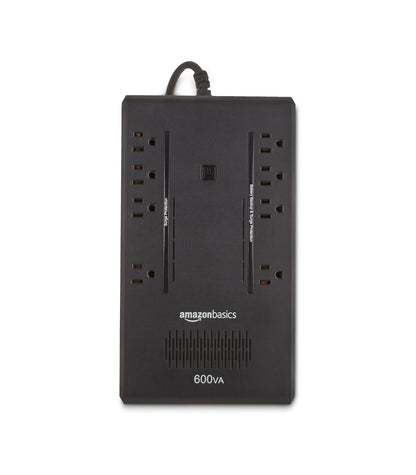 Amazon Basics UPS Battery Backup & Surge Protector 600VA/360W, 8 Outlets, Standby Uninterruptible Power Supply, for Power Outage Protection, Compact, Black