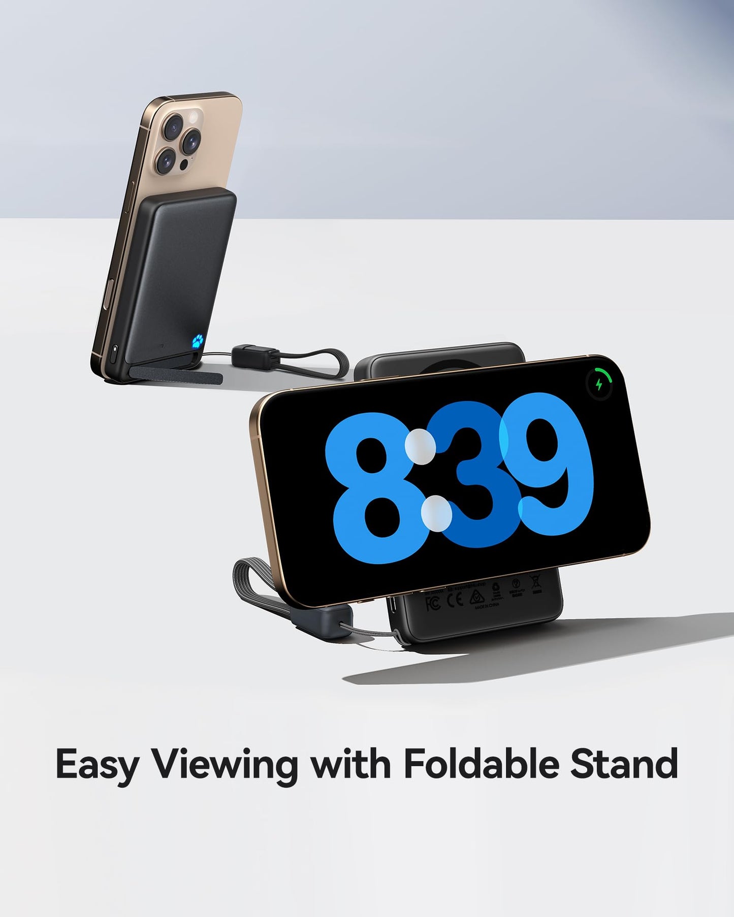 INIU for MagSafe Portable Charger, Qi2 Certified, Slimmest 45W 10000mAh Magnetic Power Bank, with USB C Cable & Stand, Fast Charging MagSafe Compatible Battery Pack for iPhone 16 15 14 13 12 Only