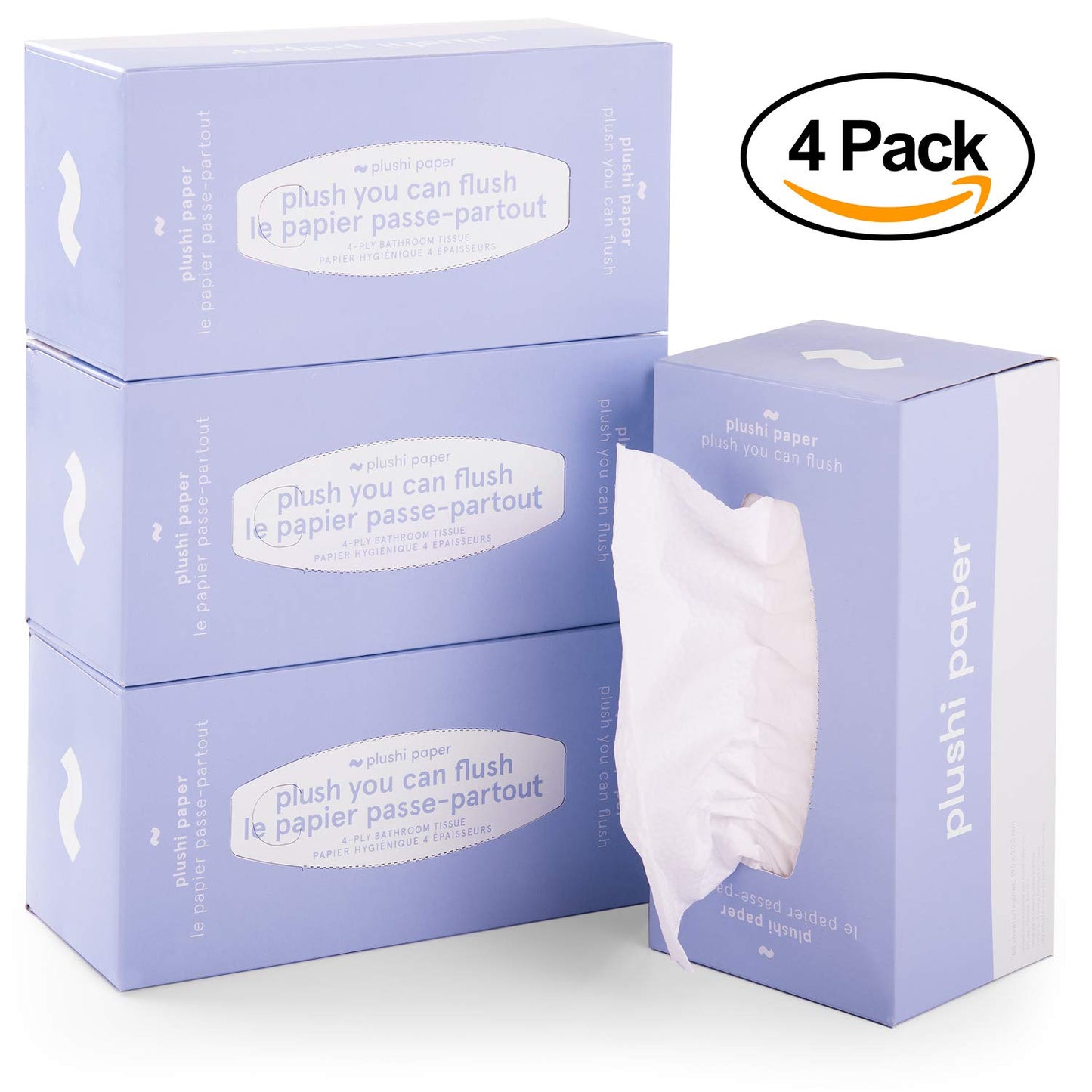 Plushi Paper Septic Safe Tube Free 4 Ply Soft Toilet Paper RV Essential and Mom Approved for Travel Trailers Campers Marine Biodegradable 4 Boxes 320 Wipes