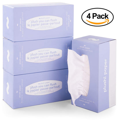 Plushi Paper Septic Safe Tube Free 4 Ply Soft Toilet Paper RV Essential and Mom Approved for Travel Trailers Campers Marine Biodegradable 4 Boxes 320 Wipes