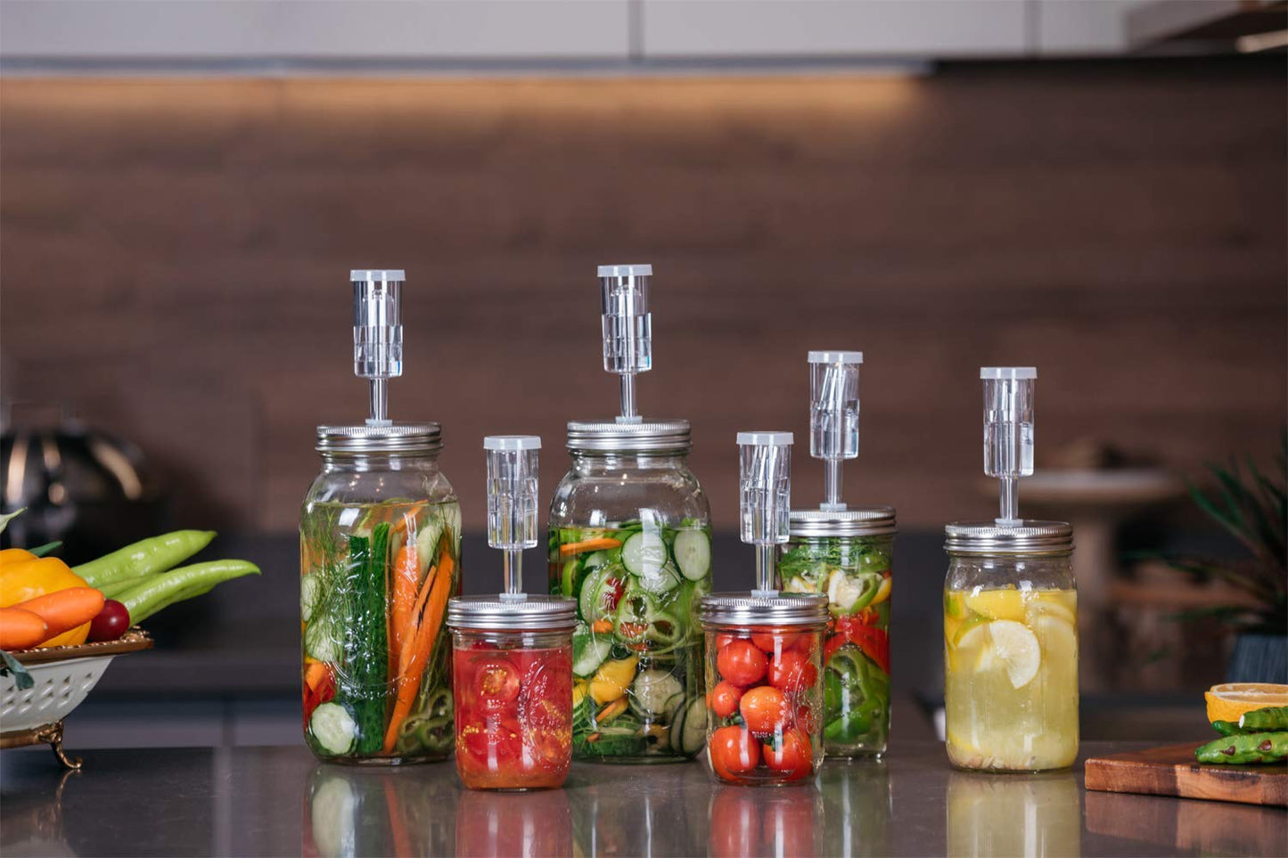 Jillmo Fermentation Kit, Stainless Steel Fermenting Lids for Wide Mouth Mason Jars (NO Jars)