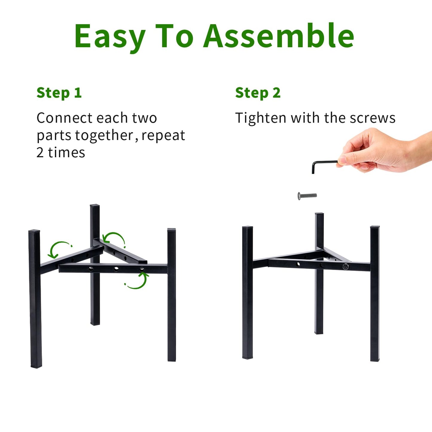 Airpark Plant Stand Indoor Adjustable, Metal Modern Plant Stands, Heavy Duty Stable Plant Pot Flower Holder Indoor Outdoor Corner, Fit 8 9 10 11 12 inch Pots, Black (Pot & Plant Not Included)