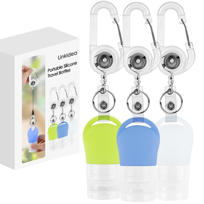 Linkidea Portable Silicone Travel Bottles Set, Empty Hand Soap Containers Refillable Container for Toiletries, Shampoo, Liquid, Cosmetic Multifunctional Bottles (1.3 oz, Pack of 3)