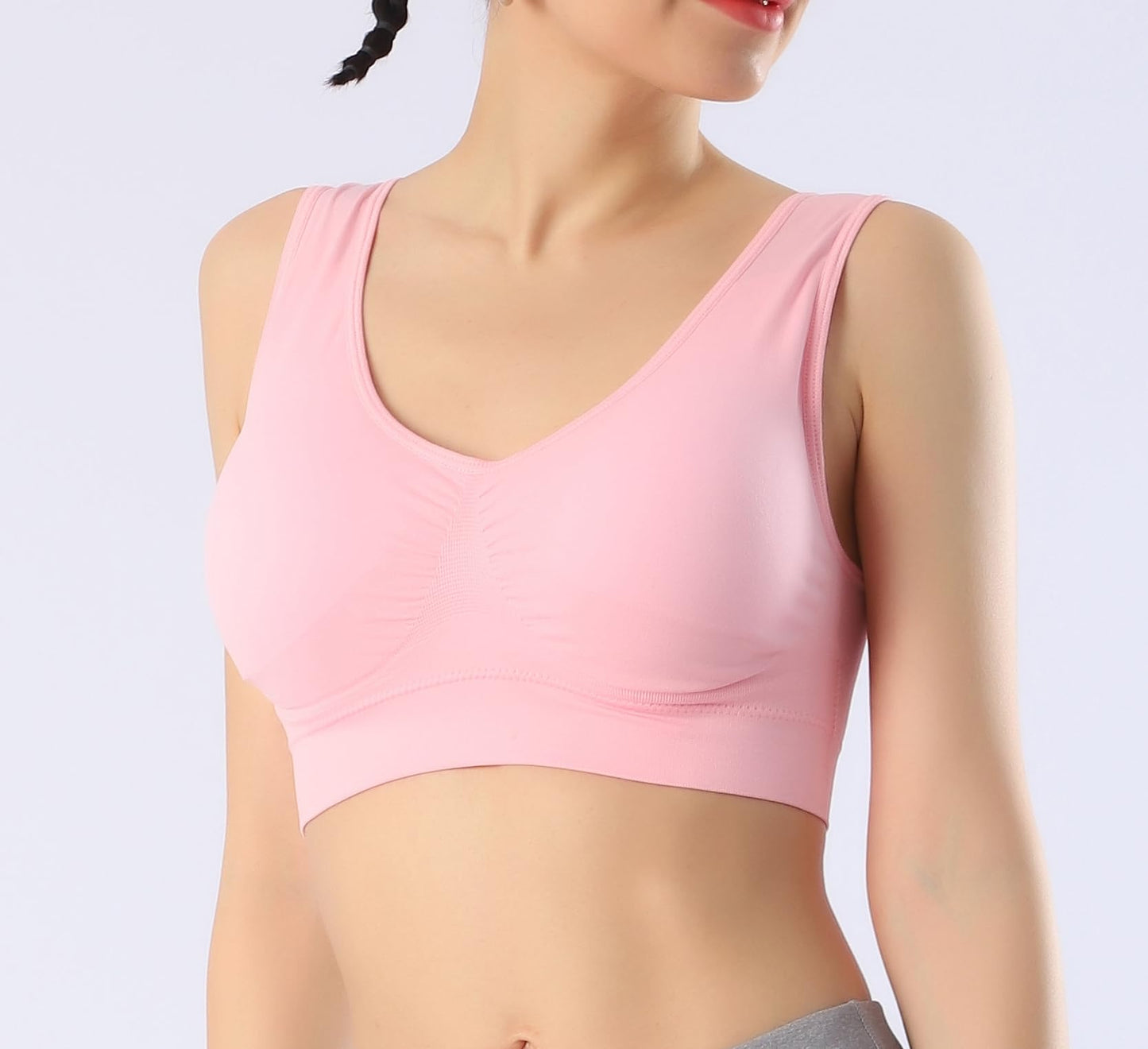 KINYAOYAO 3 Pack Women's Ultimate Comfy Medium Support Seamless Wireless Sports Bra with Removable Pads,Small