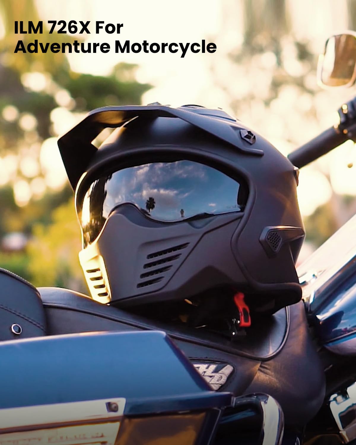 ILM Open Face Motorcycle 3/4 Half Helmet for Dirt Bike Moped ATV UTV Motocross Cruiser Scooter DOT Model 726X (Matte Black,XL