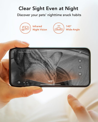 PETLIBRO Automatic Cat Feeder with Camera, 1080P HD Video with Night Vision, 5G WiFi Pet Feeder with 2-Way Audio, Low Food & Blockage Sensor, Motion & Sound Alerts for Cat & Dog Single Tray