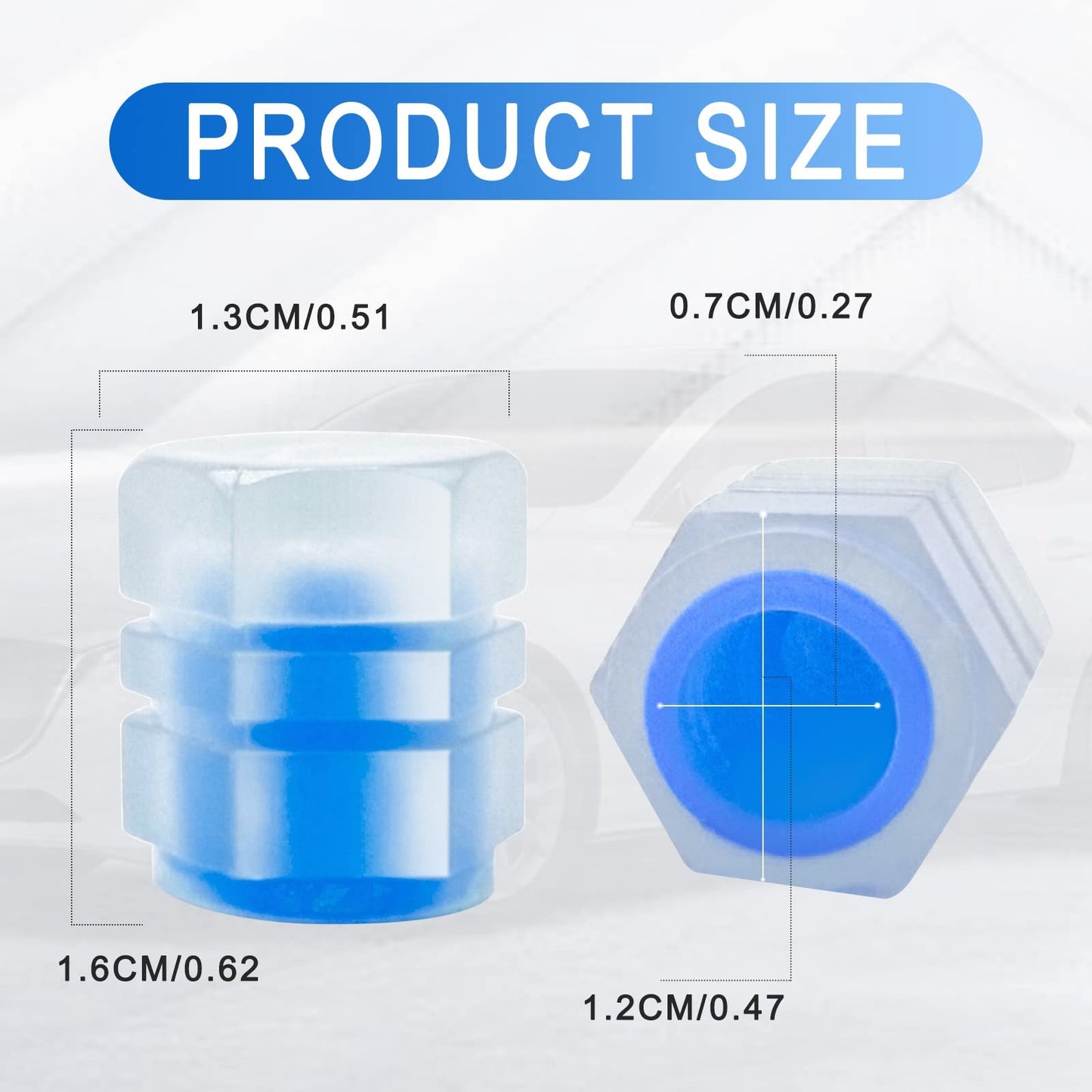 Miytsya 4 PCS Luminous Wheels Cap Tire Valve Stem, Glow Luminous at Night, Air Caps Cover Fluorescent, Illuminated Auto Car Wheel Valve Stem Caps Cover for Car, Motorcycles, Truck, Vehicle (Blue)