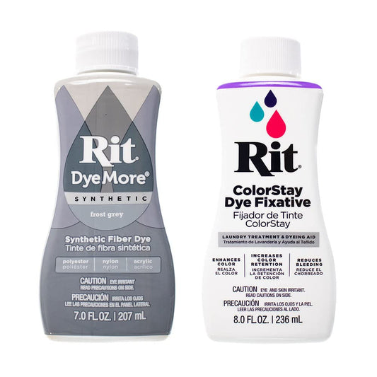 Rit DyeMore 7 Oz. Synthetic Liquid Fiber Dye for Clothing, Décor, and Crafts – Frost Gray with Color Fixative