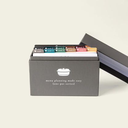 One Pot Meal Planner with 72 Recipe Cards (Photo Edition) - Weekly Menu Plans | Sturdy Recipe Box | 12 Reusable Grocery Shopping Lists | 5 Blank Recipe Cards | Recipe Card Protector | Recipe Ideas