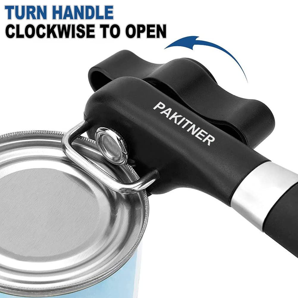 PAKITNER- Safe Cut Can Opener, Smooth Edge Can Opener - Handheld Easy Turn Knob, Manual Can Opener, Ergonomic Smooth Edge, Food Grade Stainless Steel Cutting Tool for Kitchen & Restaurant
