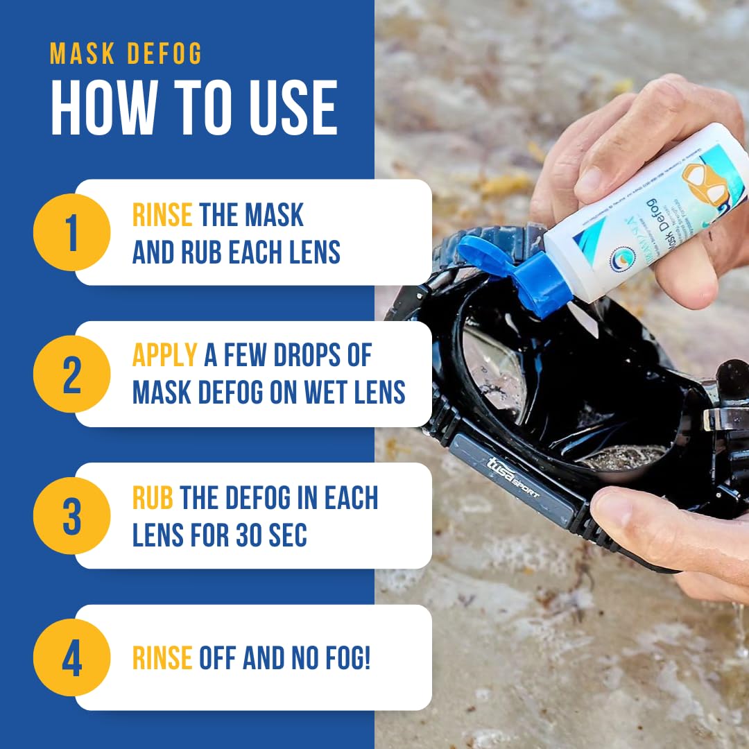 STREAM 2 SEA Mask Defog, Reef Friendly Defogger Coating Anti Fog Mask for Glasses, Snorkel Mask, Scuba Divers, Ski Goggles and Sports Glasses Equipment