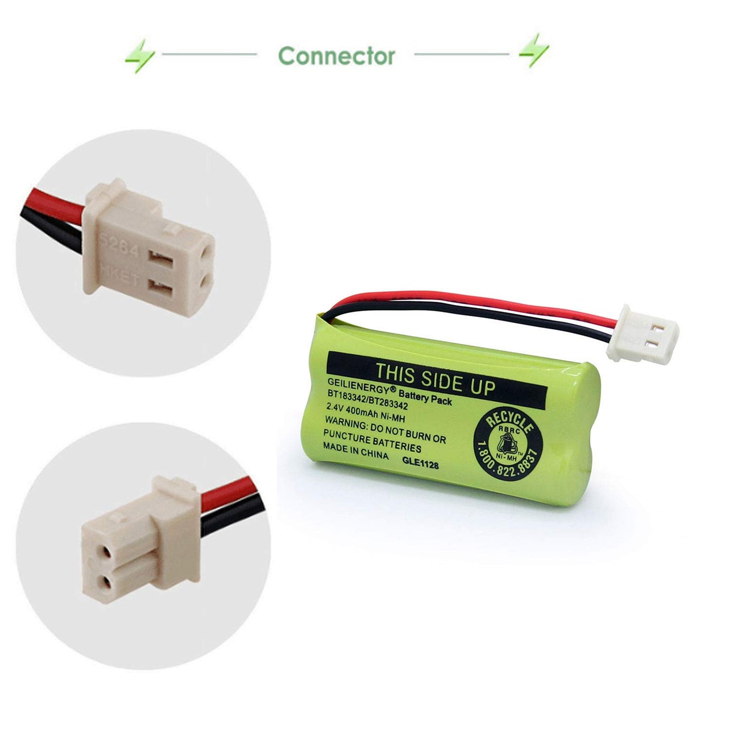 GEILIENERGY BT162342/BT262342 Battery Compatible for BT183342/BT283342 BT166342/BT266342 VTech CS6114 CS6419 CS6719 at&T EL52300 CL80111 Cordless Phone (Pack of 2)