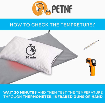 PETNF Pet Heating Pad Temperature Adjustment Anti-bite Puppy Heating with Timer Cat Dog Pad Indoor Waterproof Pet Warming Electric Heated Bed Mat for Small/Medium/Large Dog