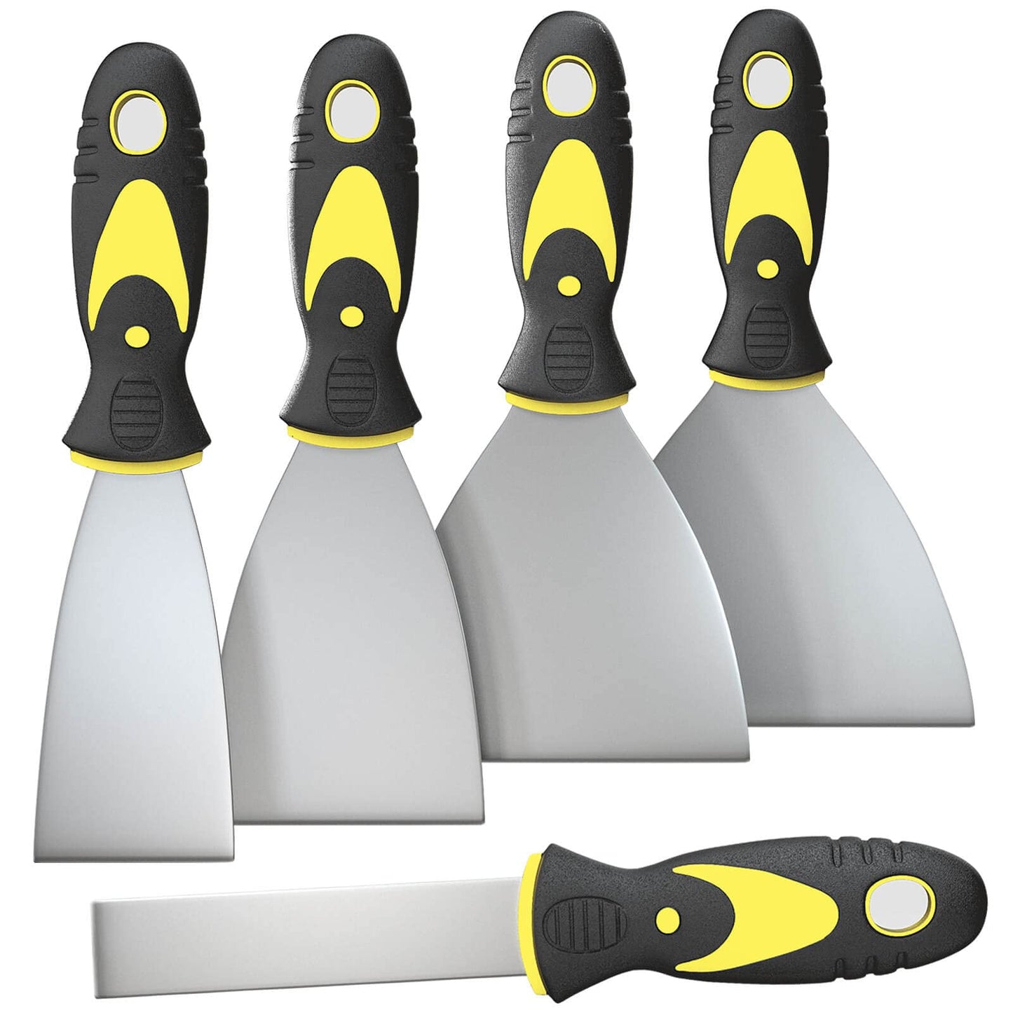 Rerdeim 5Pcs Putty Knife, Set, 1" 2" 3" 4" 5" Scraper, Spackle Knife, Paint Scraper, Scraper Tool, No Rusting, Perfect For Repairing Drywall, Removing Wallpaper, Mud, Plaster Scraping