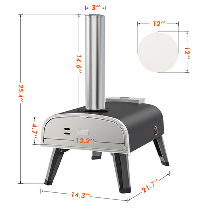 Outdoor Pizza Oven aidpiza 12" Wood Pellet Pizza Ovens With Rotatable Round Pizza Stone Portable Wood Fired with Built-in Thermometer Pizza Stove for Outside Backyard Camping Picnics