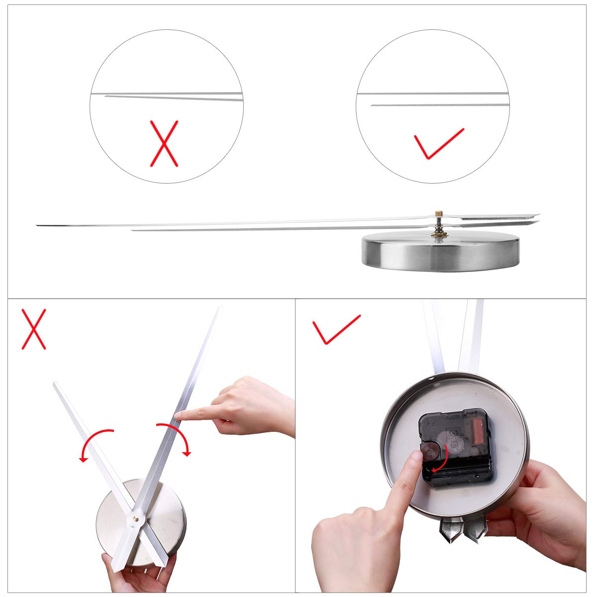 AILILIFE 3D DIY Wall Clock Decor Sticker Mirror Frameless Large DIY Wall Clock Kit for Home Living Room Bedroom Office Decoration (Black)